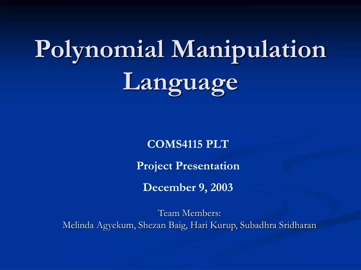 polynomial manipulation language