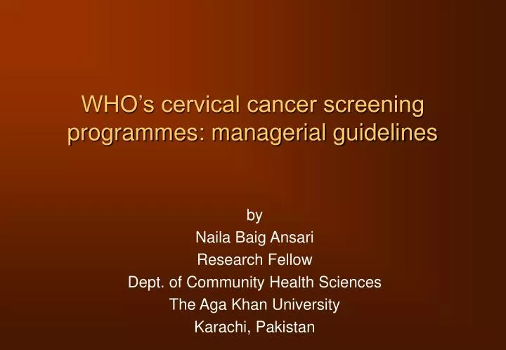 who s cervical cancer screening programmes managerial guidelines