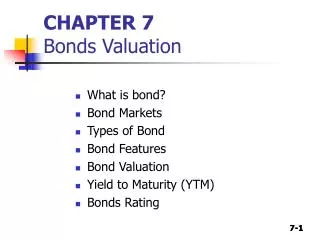 CHAPTER 7 Bonds Valuation