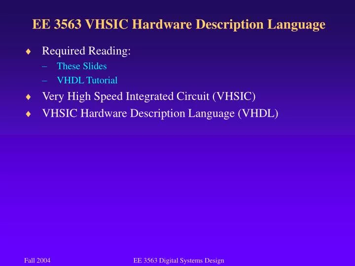 ee 3563 vhsic hardware description language