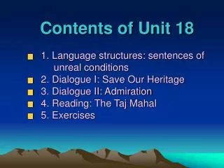 Contents of Unit 18