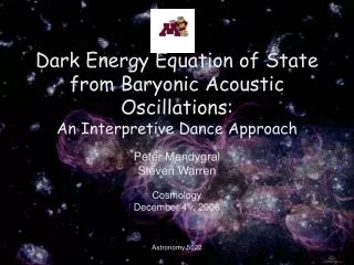 Dark Energy Equation of State from Baryonic Acoustic Oscillations: An Interpretive Dance Approach