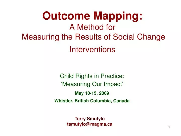 outcome mapping a method for measuring the results of social change interventions