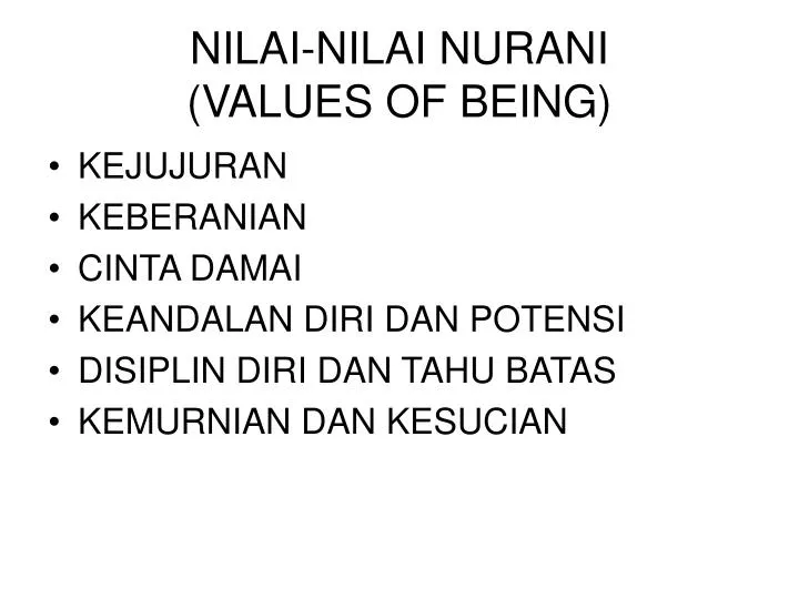 nilai nilai nurani values of being