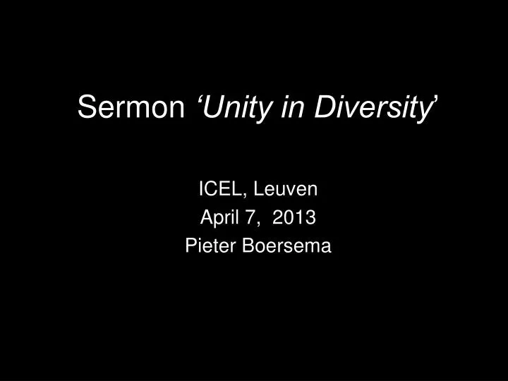 sermon unity in diversity