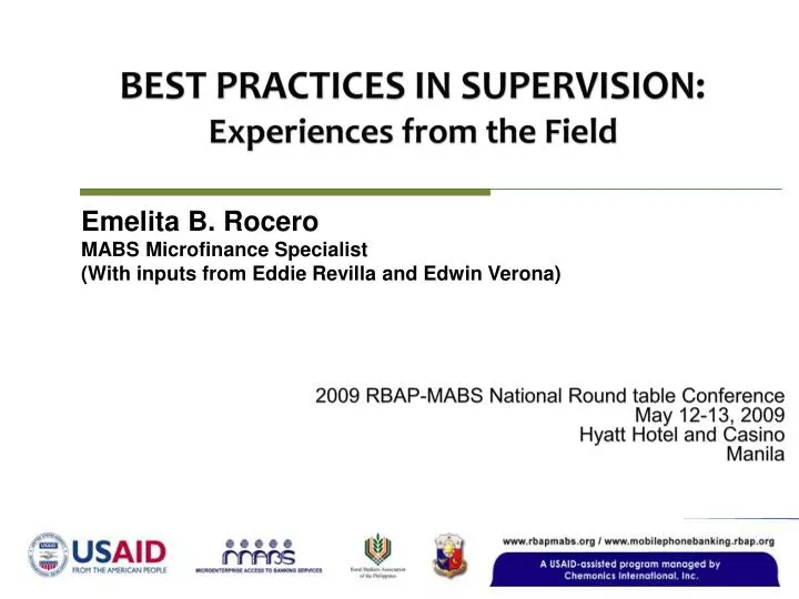 best practices in supervision experiences from the field