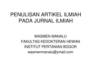 penulisan artikel ilmiah pada jurnal ilmiah