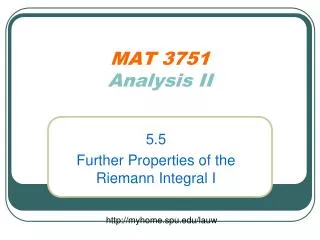 MAT 3751 Analysis II