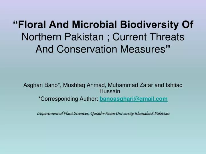 floral and microbial biodiversity of northern pakistan current threats and conservation measures
