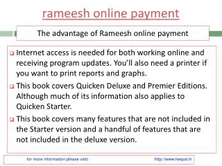 Benefit of using rameesh online payment