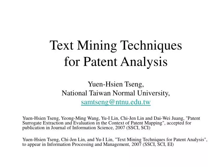 text mining techniques for patent analysis