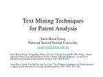 Text Mining Techniques for Patent Analysis - slide 1