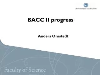 BACC II progress