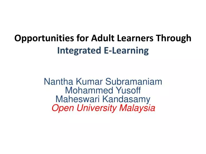 opportunities for adult learners through integrated e learning