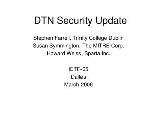 DTN Security Update