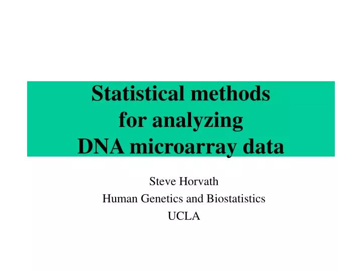 statistical methods for analyzing dna microarray data