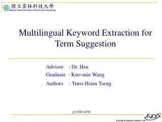 Multilingual Keyword Extraction for Term Suggestion