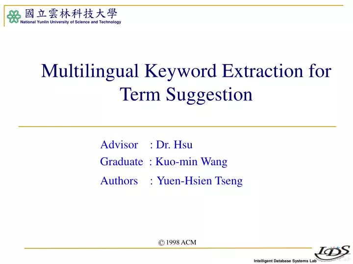 multilingual keyword extraction for term suggestion
