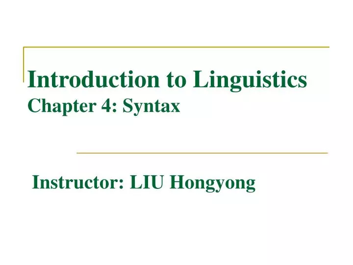 introduction to linguistics chapter 4 syntax