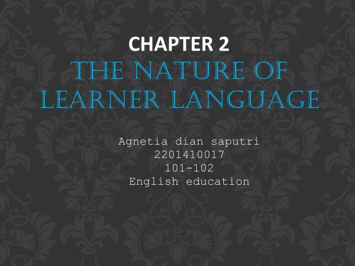 chapter 2 the nature of learner language
