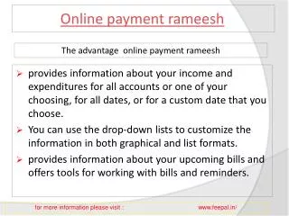 Benefit of using online payment rameesh