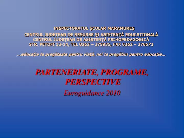 parteneriate programe perspective euroguidance 2010