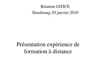 pr sentation exp rience de formation distance