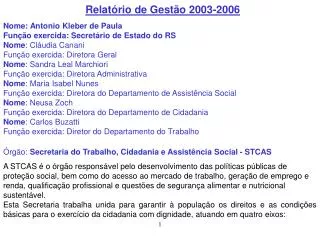 relat rio de gest o 2003 2006