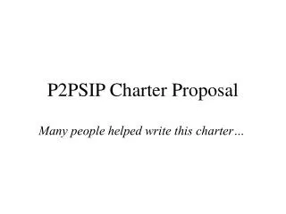 P2PSIP Charter Proposal