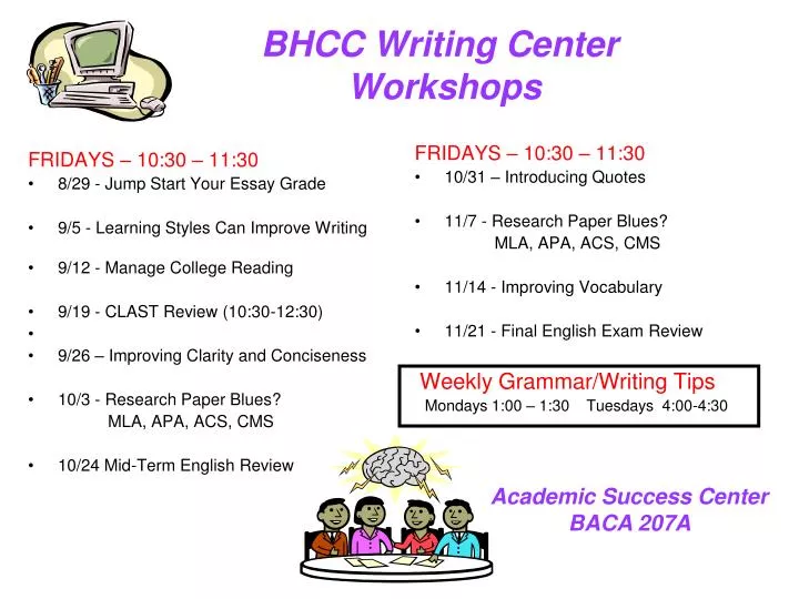 bhcc writing center workshops
