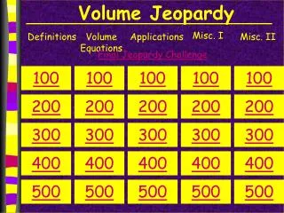 Volume Jeopardy