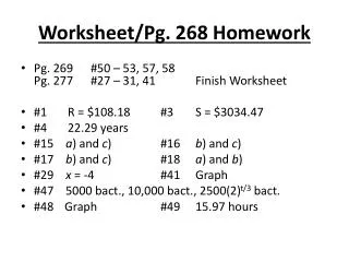 Worksheet/Pg. 268 Homework