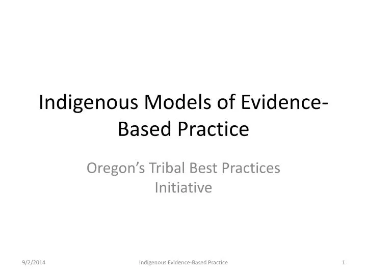indigenous models of evidence based practice