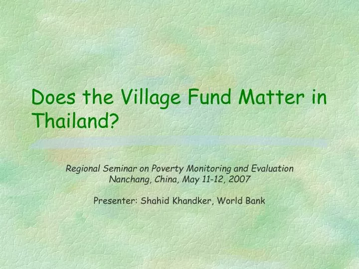 does the village fund matter in thailand