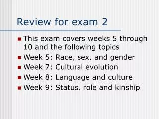 Review for exam 2