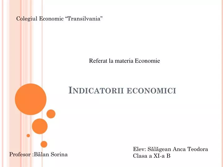 indicatorii economici