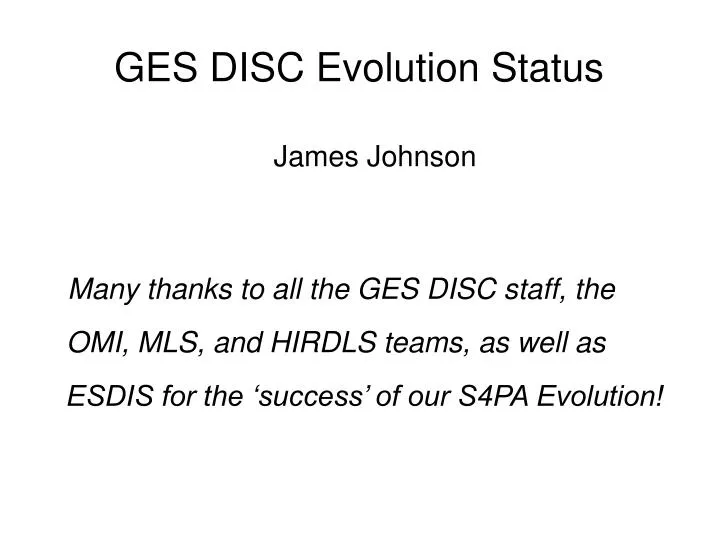ges disc evolution status