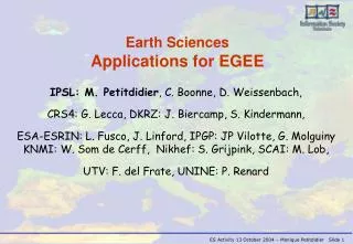 Earth Sciences Applications for EGEE