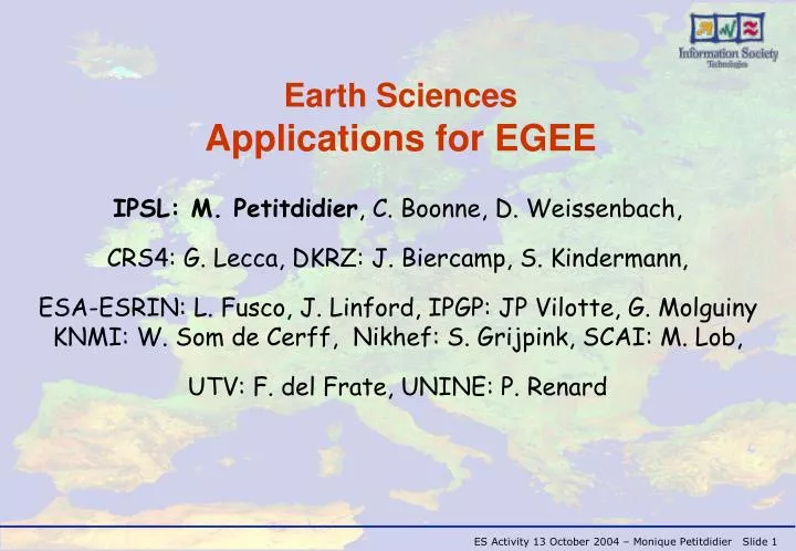 earth sciences applications for egee