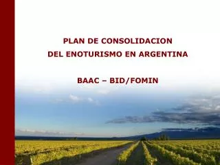 PLAN DE CONSOLIDACION DEL ENOTURISMO EN ARGENTINA BAAC – BID/FOMIN