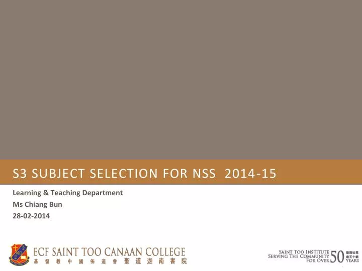 s3 subject selection for nss 2014 15