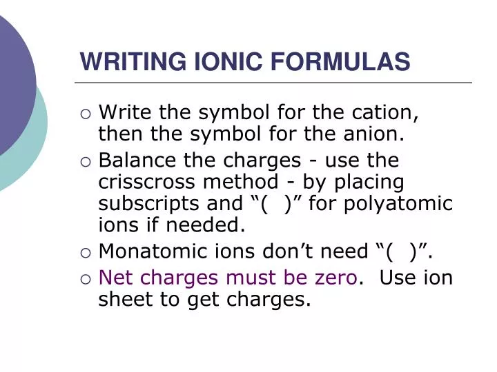 writing ionic formulas
