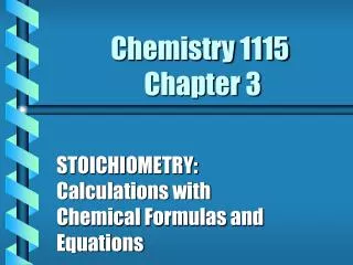 Chemistry 1115 Chapter 3