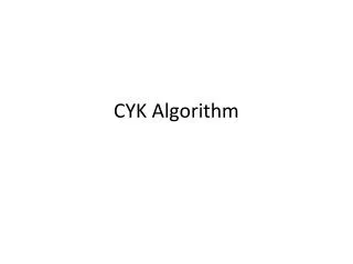 CYK Algorithm