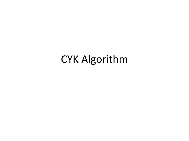 cyk algorithm