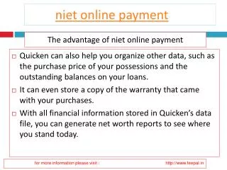 Benefit of using niet online payment