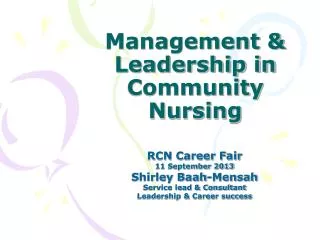 Management &amp; Leadership in Community Nursing