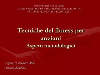 tecniche del fitness per anziani aspetti metodologici