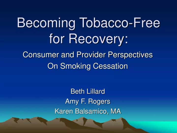 becoming tobacco free for recovery