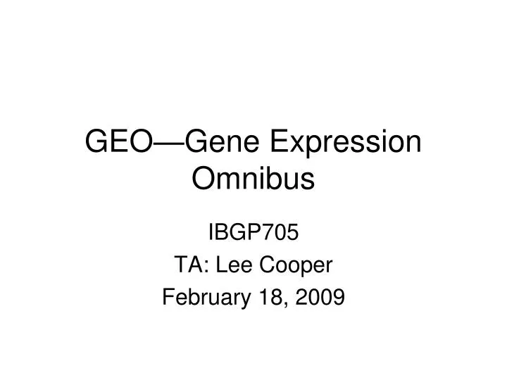 geo gene expression omnibus
